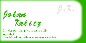jolan kalitz business card